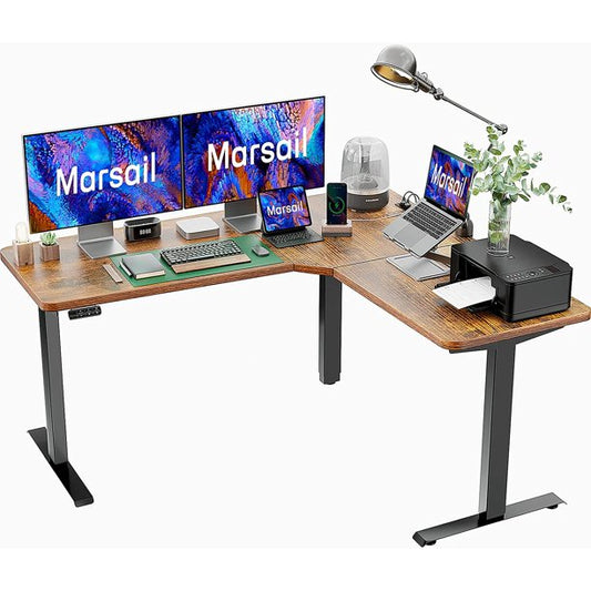 Electric Standing Desk 63x28 Inch Adjustable Height with 4-in 1 Electical Outlet, L Shaped Computer Stand Up Table Desk with Headphone Hook for Home Office - Walmart.com