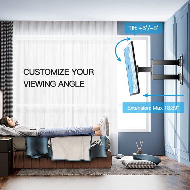 TV Wall Mount for Most 32-55 inch Flat Curved TVs up to 88lbs with Swivel Tilt Extension Arm, Full Motion TV Mount Fits OLED 4K TVs, Max 400x400mm