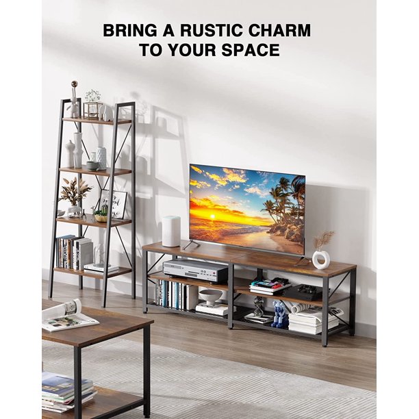 Kyspho TV Stand for 63 Inch TVs, Wood Media Console Cabinet with Storage, 3 Tier Entertainment Center for Living Room, Rustic Brown - Walmart.com