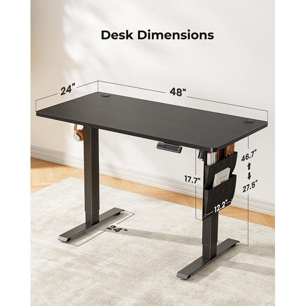 48x24 Inch Electric Standing Desk Adjustable Height with Storage Bag, Ergonomic Computer Stand Up Desk Table with Headphone Hook for Home Office - Walmart.com