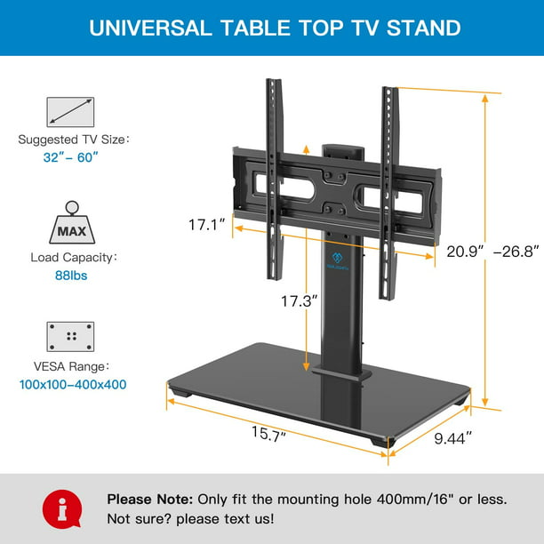 Universal TV Stand Table Top TV Base for 32 to 60 inch LCD LED OLED 4K Flat Screen TVs, Height Adjustable TV Stand Mount with Tempered Glass Base, Max 400x400mm,Holds up to 88lbs - Walmart.com