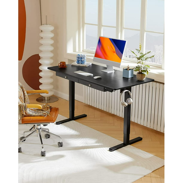 Kyspho djustable Height Electric Standing Desk with Double Drawers, 48x24 inches Sit Stand Up Desk Computer Workstation for Home Office, Black - Walmart.com