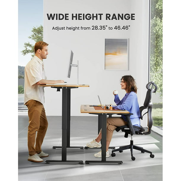 Height Adjustable Electric Standing Desk, 63x28 Inch Sit Stand up Desk, Large Memory Computer Home Office Desk, Vintage Brown - Walmart.com