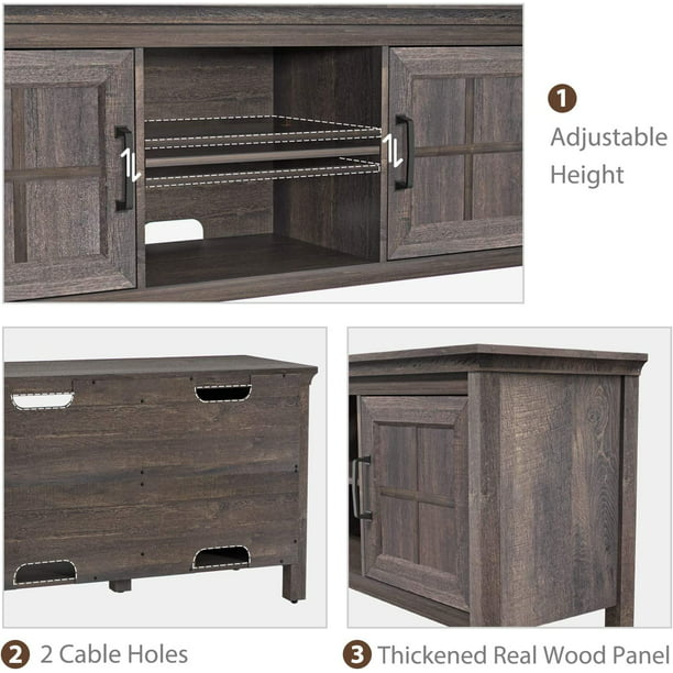 Media Console Table for TVs up to 65 inch, Wood TV Stand with Adjustable Storage Cabinet Entertainment Center for Living Room Farmhouse TV Table, Rustic - Walmart.com