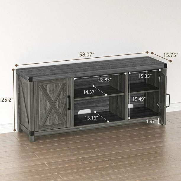 Console Cabinet with Media Shelves, Farmhouse Barn Door TV Stand for 65 inch with Storage, Entertainment Center for Living Room - Walmart.com