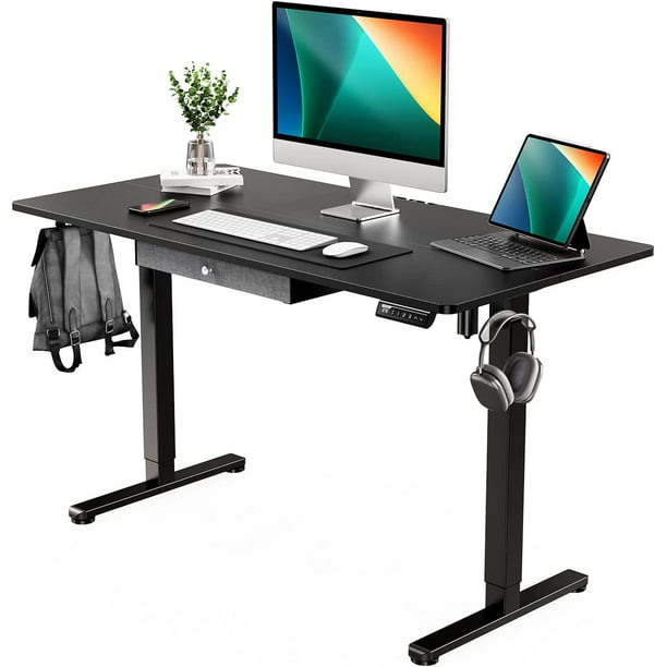 Kyspho Electric Standing Desk with Drawer, Adjustable Height Sit Stand Up Desk, Home Office Desk Computer Workstation, 48x24 inch, Black - Walmart.com