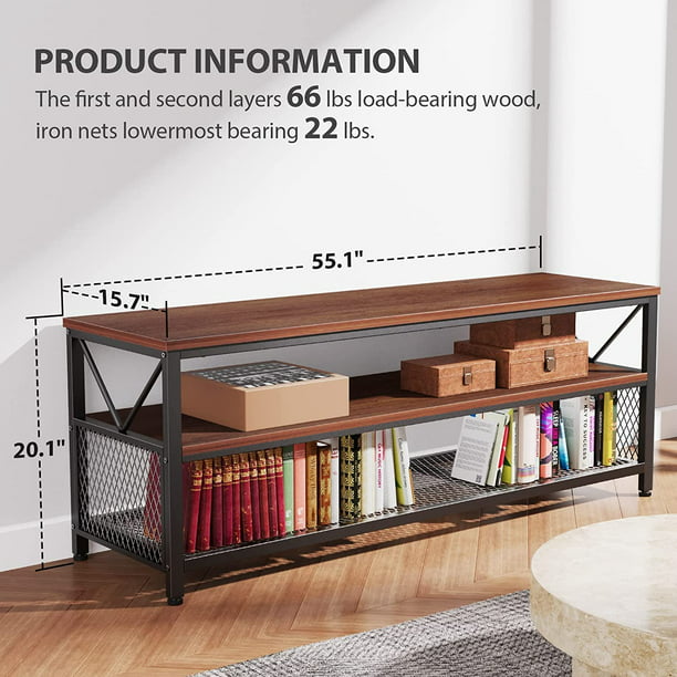 Kyspho Farmhouse TV Stand for 65 Inch TVs, Wood Console Cabinet with Storage, 3 Tier Entertainment Center for Living Room, Cherry - Walmart.com