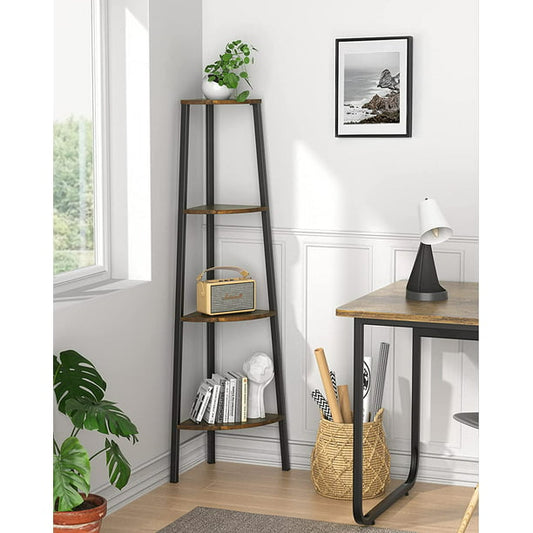 Corner Bookshelf, Corner Shelf Standing, Corner Storage Shelf Stand, Shelving Unit, Display Rack for Bedroom, Living Room, Office, Kitchen, Rustic Brown 4 Tier - Walmart.com