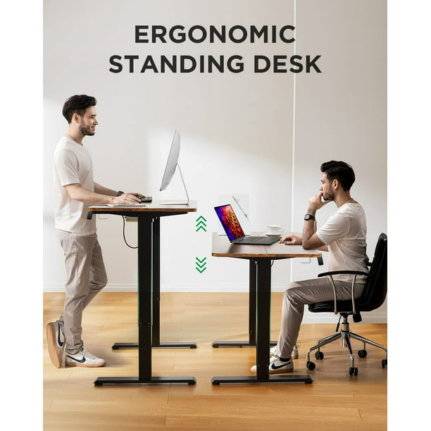 Kyspho Electric Standing Desk 48 x 24 Inches Height Adjustable, Stand Up Desk with Monitor Stand, Rustic - Walmart.com