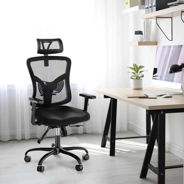 Home Office High Back Chair Mesh Lumbar Support, Swivel Computer Desk Chair with Adjustable Armrest, Max 300lbs - Walmart.com