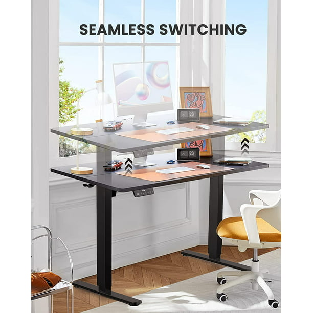 Kyspho Electric Standing Desk, Height Adjustable Sit Stand up Desk with Wheels, Memory Computer Workstation Table with Splice Board for Home Office, 48 x 24 inch, Black - Walmart.com