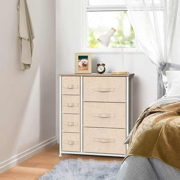 Fabric Dresser Storage Tower 7 Drawer , Dresser Chest with Wood Top and Easy Pull Handle, Organizer Unit for Closets, Bedroom, Nursery Room, Office - Walmart.com