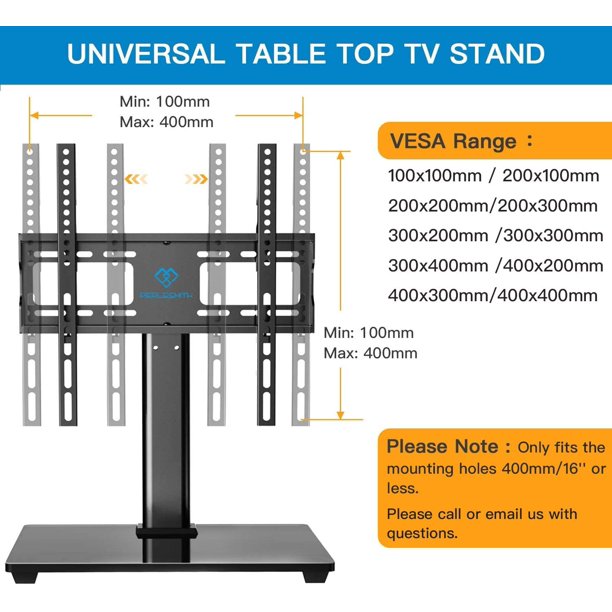 Universal Table Top TV Stand Swivel, TV Stand Mount for 32-60 inch LCD LED TVs, Height Adjustable with Tempered Glass Base, Max 400x400mm, Holds up to 88lbs