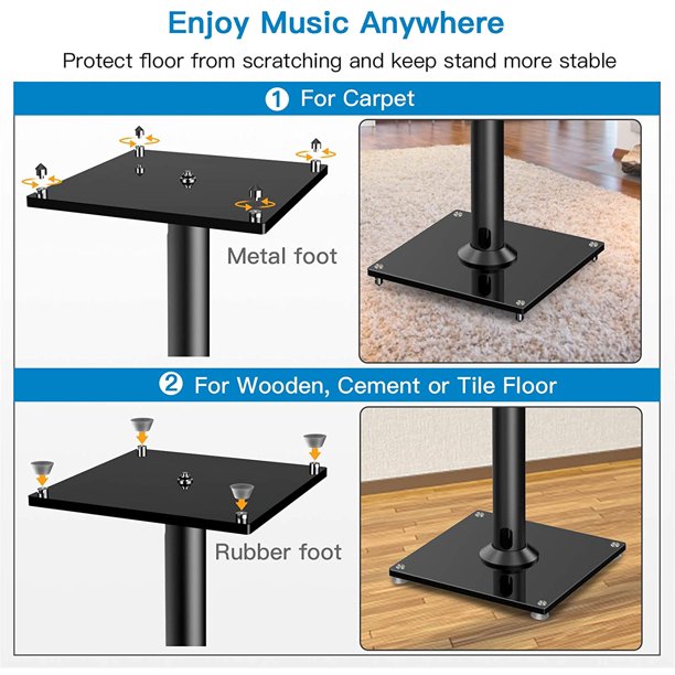 Universal Floor Speaker Stands 28 Inch for Surround Sound, Bookshelf Speakers Stands Hold up to 22lbs, 1 Pair