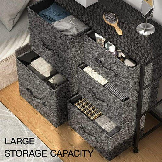 Fabric Dresser Tower with 5 Separate Drawers, Easy Pull Storage Cabinet Closets with Wood Top, Organizer Unit for Bedroom, Hallway, Entryway, Closets and Living Room - Walmart.com