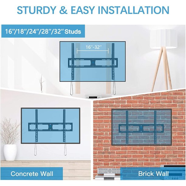 Low Profile Fixed TV Wall Mount Bracket for Most 42-90 Inch LCD OLED QLED 4K Plasma Flat Curved Screen TVs, Max 800x600mm, Fits 16 to 24 inch Wood Studs, Holds up to132lbs