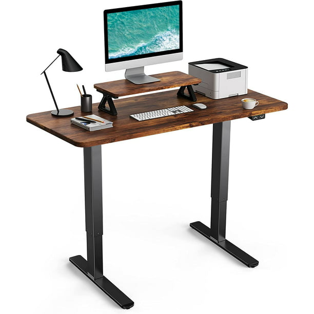 Kyspho Electric Standing Desk 55 x 24 Inches Height Adjustable, Stand Up Desk with Monitor Stand, Rustic - Walmart.com