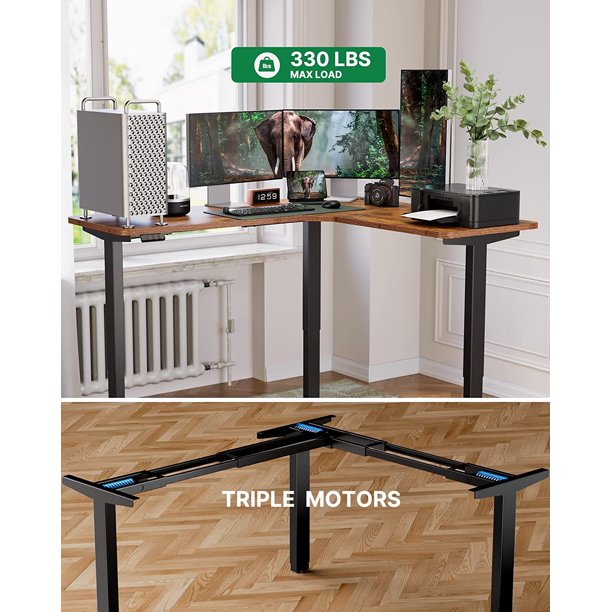 Electric Standing Desk 63x28 Inch Adjustable Height with 4-in 1 Electical Outlet, L Shaped Computer Stand Up Table Desk with Headphone Hook for Home Office - Walmart.com