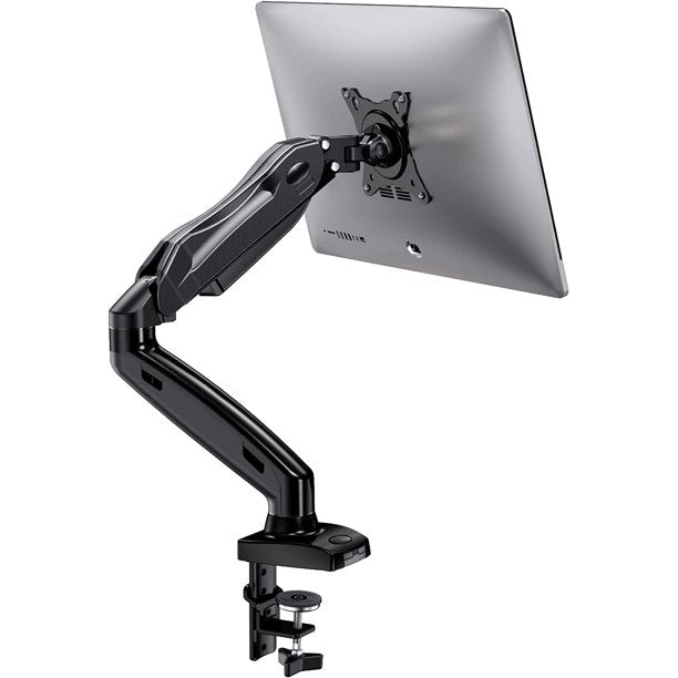 Single Monitor Mount, Articulating Gas Spring Monitor Arm, Adjustable Monitor Stand, Mount with Clamp and Grommet Base Fits 13 to 30 inch LCD Computer Monitors 4.4 to 14.3lbs