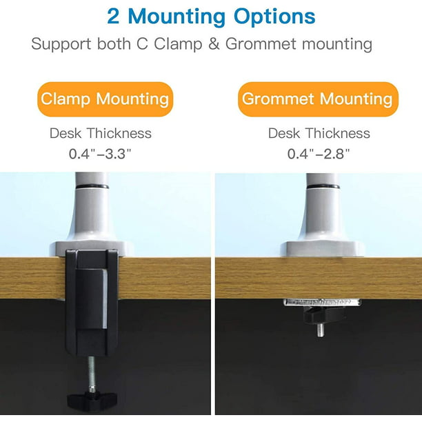 Single Arm Monitor Stand, Gas Spring Monitor Desk Mount, Adjustable Computer Riser with Clamp, Grommet Mounting Base for 13 to 32 inch Screens 75X75 100X100