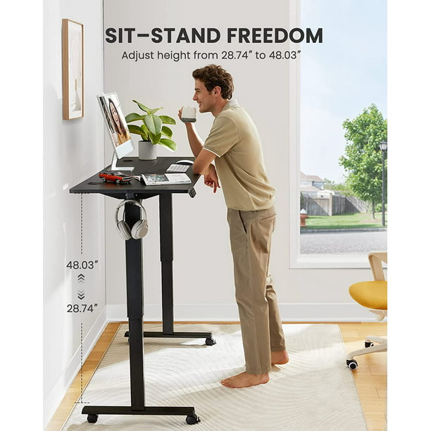 Kyspho Electric Standing Desk, Height Adjustable Sit Stand up Desk with Wheels, Memory Computer Workstation Table with Splice Board for Home Office, 48 x 24 inch, Black - Walmart.com