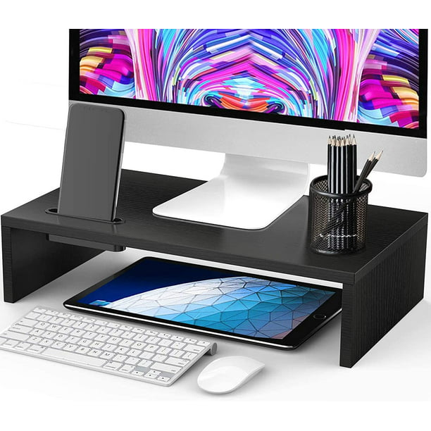 Monitor Stand Riser, Desk Organizer Stand for Laptop Computer, Desktop Printer Stand with Phone Holder and Cable Management, Versatile as Storage Shelf with Screen Holder