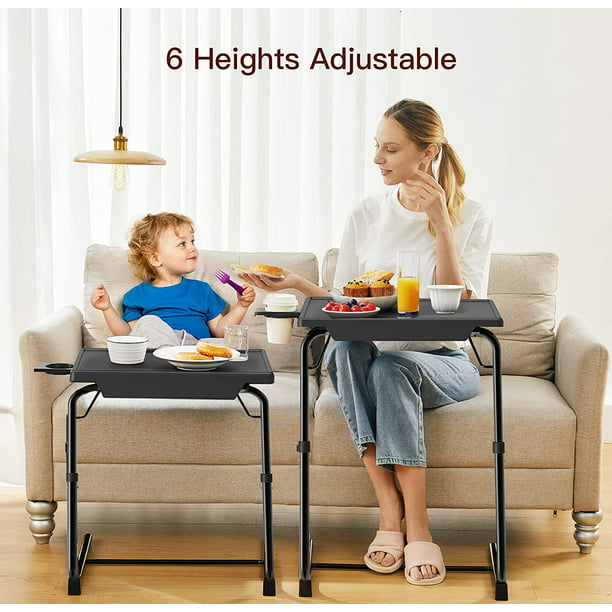 Adjustable TV Tray Table TV Dinner Tray Sofa Desk, Comfortable Folding Table with 6 Height, 3 Tilt Angle Black - Walmart.com