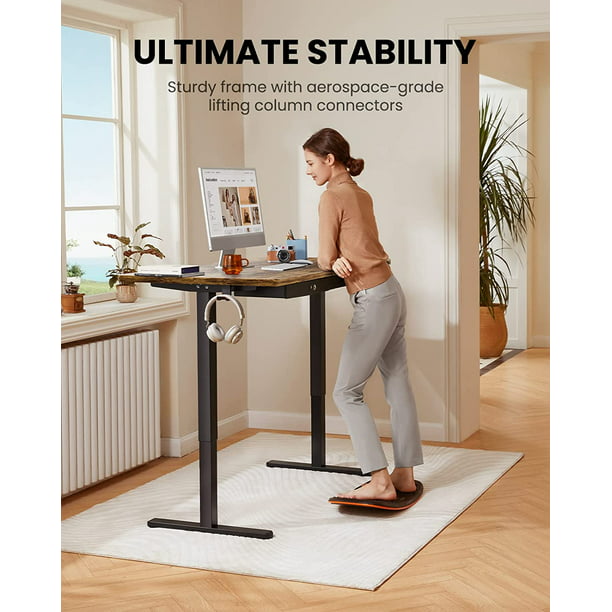 Adjustable Height Electric Standing Desk with Double Drawers, 48x24 inch Sit Stand Up Desk Computer Workstation for Home Office, Vintage Brown - Walmart.com