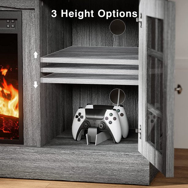 Fireplace TV Stand for TVs up to 65 Inch, Fireplace Entertainment Center with Adjustable Shelves, Fireplace Modern Farmhouse Wood TV Stand for Living Room - Walmart.com