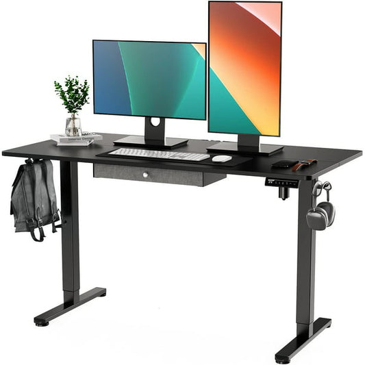 Electric Standing Desk with Drawer, Adjustable Height Sit Stand Up Desk, Home Office Desk Computer Workstation, 55x28 inch, Black - Walmart.com