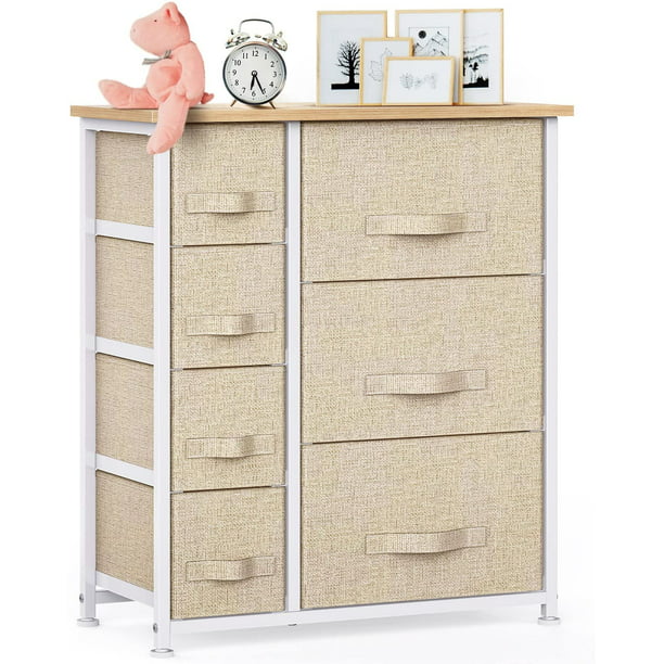 Fabric Dresser Storage Tower 7 Drawer , Dresser Chest with Wood Top and Easy Pull Handle, Organizer Unit for Closets, Bedroom, Nursery Room, Office - Walmart.com