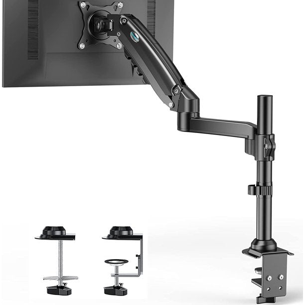 Single Monitor Stand, Gas Spring Monitor Arm Fits 13-32 inch Monitor, Full Motion Swivel, Single Monitor Mount, Ultra Height Adjustable for Stand Work, Monitor Desk Stand Max 19.8lbs