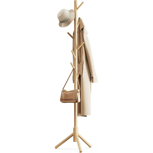 Wooden Coat Rack Stand with 3 Height Options and 8 Hooks, Clothes Hanger Hall Tree Rack for Home, Office, Bedroom, Hallway - Walmart.com