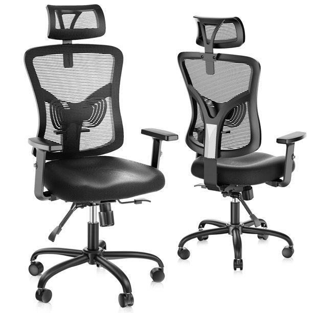 Home Office High Back Chair Mesh Lumbar Support, Swivel Computer Desk Chair with Adjustable Armrest, Max 300lbs - Walmart.com