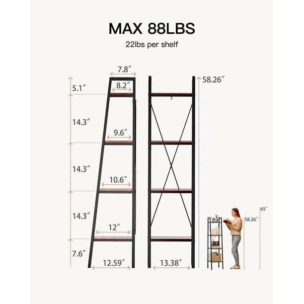 Ladder Shelf Bookcase, Bookshelf 4 Tier, Plant Flower Stand, Multipurpose Organizer Rack for Home, Office, Living Room, Balcony, Bedroom - Walmart.com