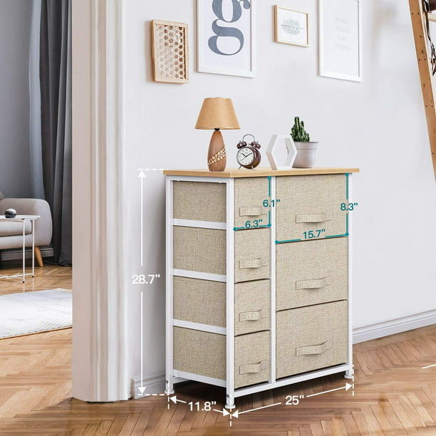 Fabric Dresser Storage Tower 7 Drawer , Dresser Chest with Wood Top and Easy Pull Handle, Organizer Unit for Closets, Bedroom, Nursery Room, Office - Walmart.com