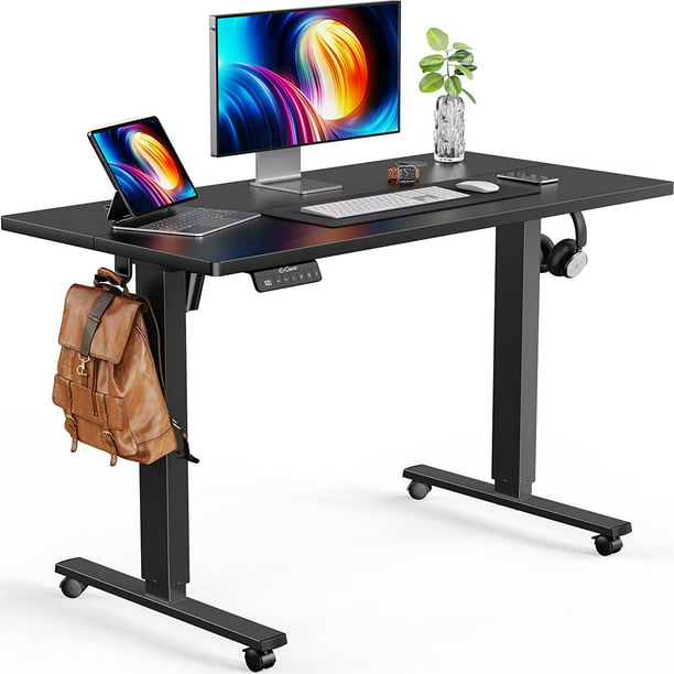 Kyspho Electric Standing Desk, Height Adjustable Sit Stand up Desk with Wheels, Memory Computer Workstation Table with Splice Board for Home Office, 48 x 24 inch, Black - Walmart.com