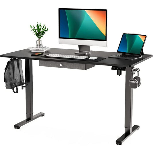 Kyspho Electric Standing Desk with Drawer, Adjustable Height Sit Stand Up Desk, Home Office Desk Computer Workstation, 48x24 inch, Black - Walmart.com