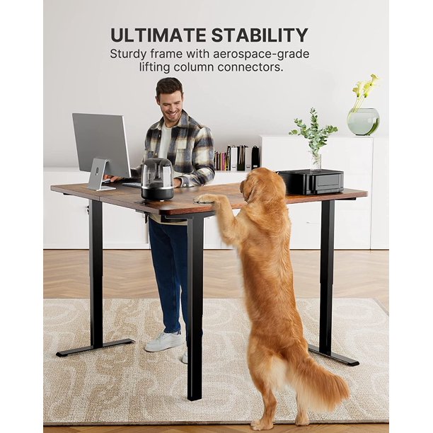 Electric Standing Desk 63x28 Inch Adjustable Height with 4-in 1 Electical Outlet, L Shaped Computer Stand Up Table Desk with Headphone Hook for Home Office - Walmart.com