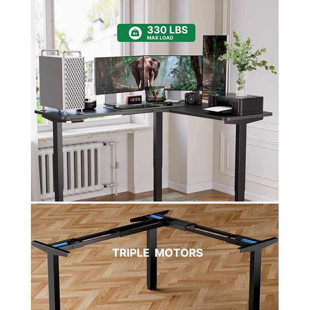 Electric Standing Desk 63x28 Inch Adjustable Height with 4-in 1 Electical Outlet, L Shaped Computer Stand Up Table Desk with Headphone Hook for Home Office - Walmart.com