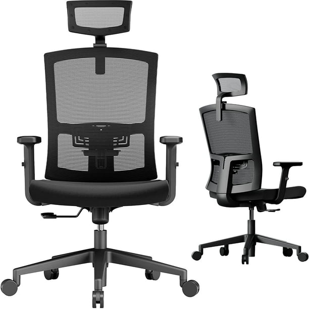 Home Office Chair with Large Seat, Computer Desk Chair with Lumbar Support, Mesh Task Chair with Adjustable Headrest, Armrest - Walmart.com