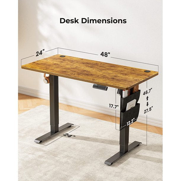 48x24 Inch Electric Standing Desk Adjustable Height with Storage Bag, Ergonomic Computer Stand Up Desk Table with Headphone Hook for Home Office - Walmart.com