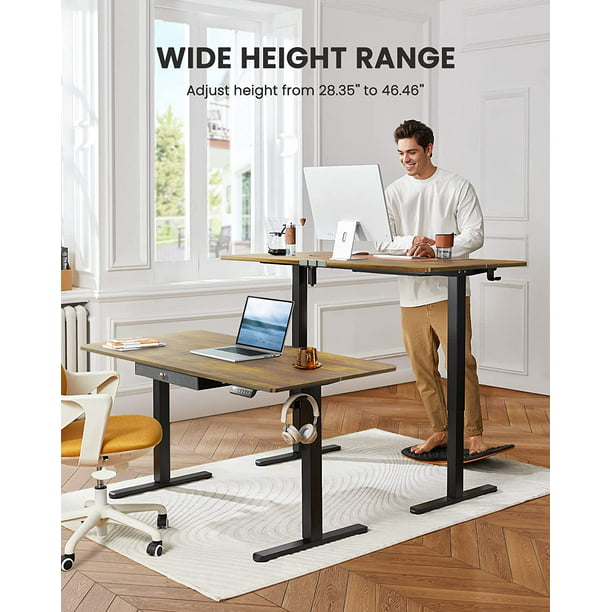 Electric Standing Desk with Drawer, Adjustable Height Sit Stand Up Desk, Home Office Desk Computer Workstation, 48x24 inch, Vintage Brown - Walmart.com