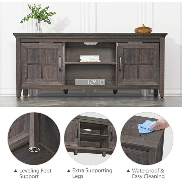 Media Console Table for TVs up to 65 inch, Wood TV Stand with Adjustable Storage Cabinet Entertainment Center for Living Room Farmhouse TV Table, Rustic - Walmart.com