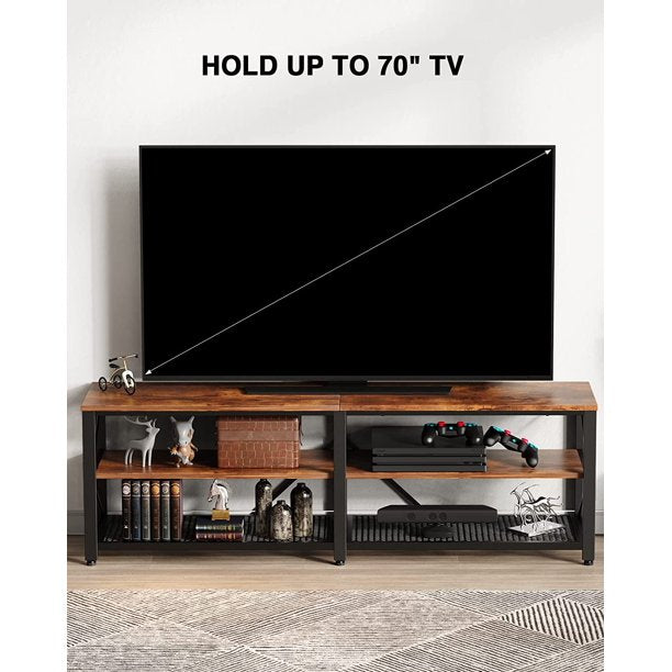 Kyspho TV Stand for 63 Inch TVs, Wood Media Console Cabinet with Storage, 3 Tier Entertainment Center for Living Room, Rustic Brown - Walmart.com