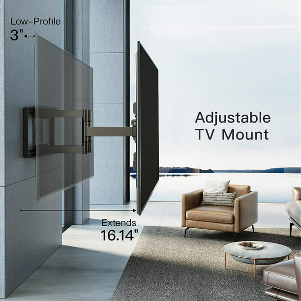 Full Motion TV Wall Mount for Most 37-75 inch TVs up to 132 lbs, Max 600x400mm, Wall Mount TV Bracket with Dual Articulating Arms, Tilt, Swivel, Extension