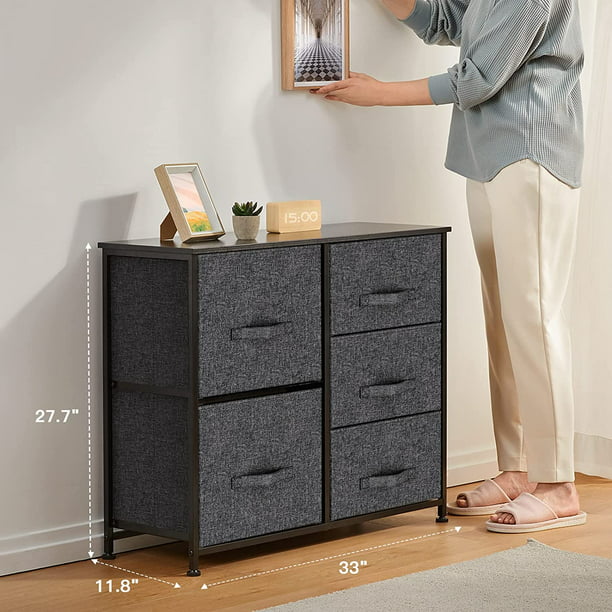 Fabric Dresser Tower with 5 Separate Drawers, Easy Pull Storage Cabinet Closets with Wood Top, Organizer Unit for Bedroom, Hallway, Entryway, Closets and Living Room - Walmart.com