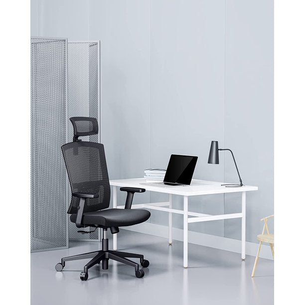 Home Office Chair with Large Seat, Computer Desk Chair with Lumbar Support, Mesh Task Chair with Adjustable Headrest, Armrest - Walmart.com